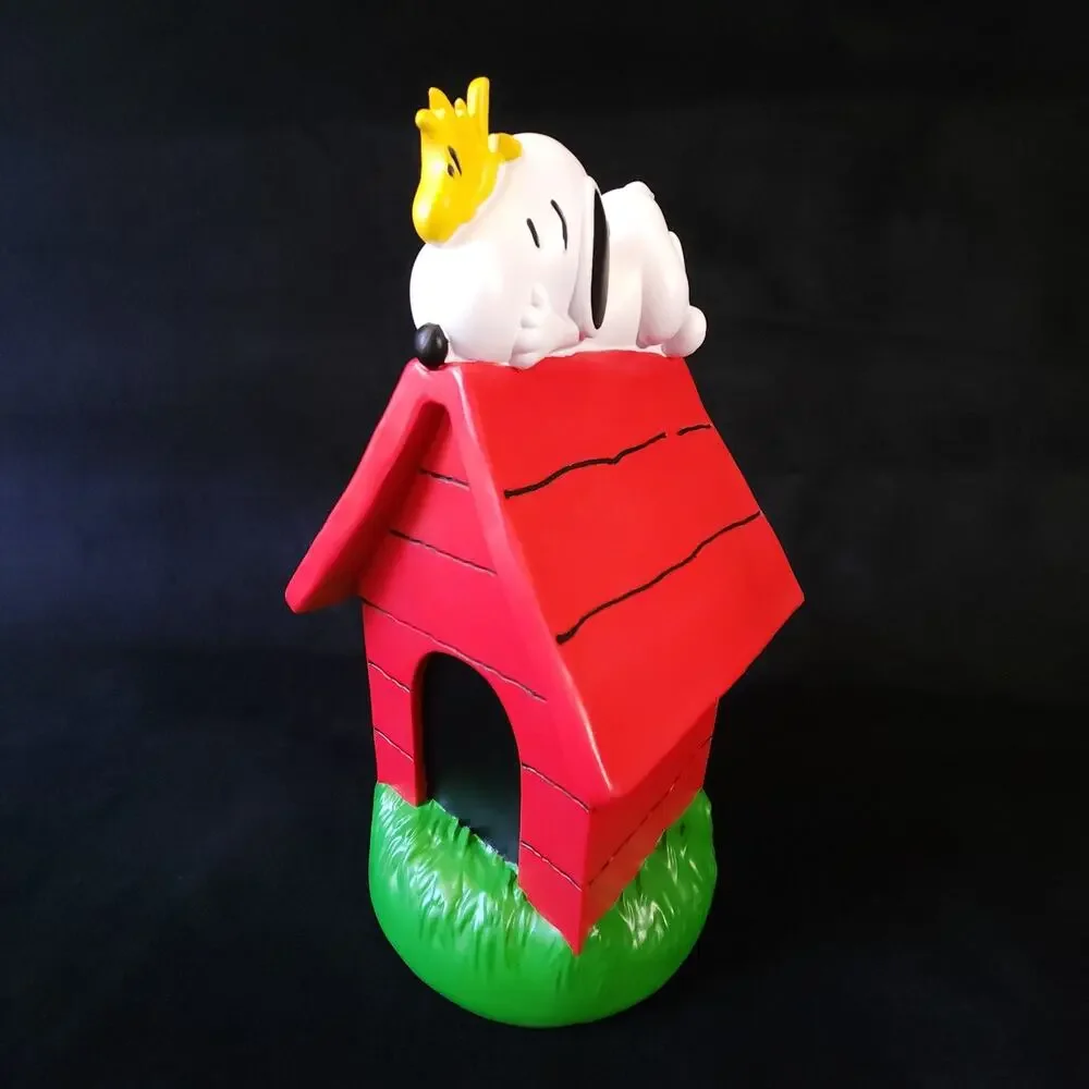Peanuts Snoopy and Woodstock on Doghouse 12″ Tall Garden Statue Figure Rare